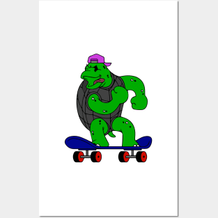 Skateboarding turtle Posters and Art